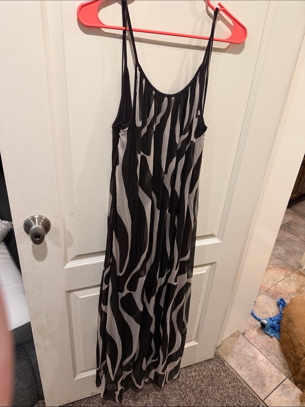 Black and White Zebra-Print Maxi Slip Dress